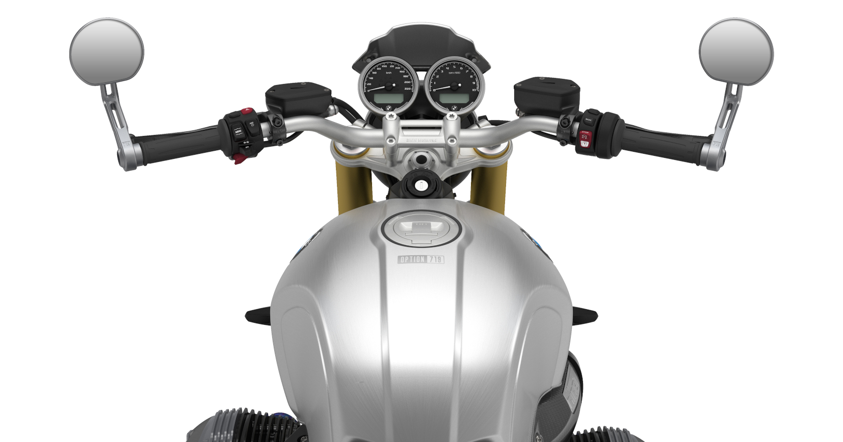 BMW R NINET - Pohled z pozice jezdce BMW R NINET - Pohled z pozice jezdce