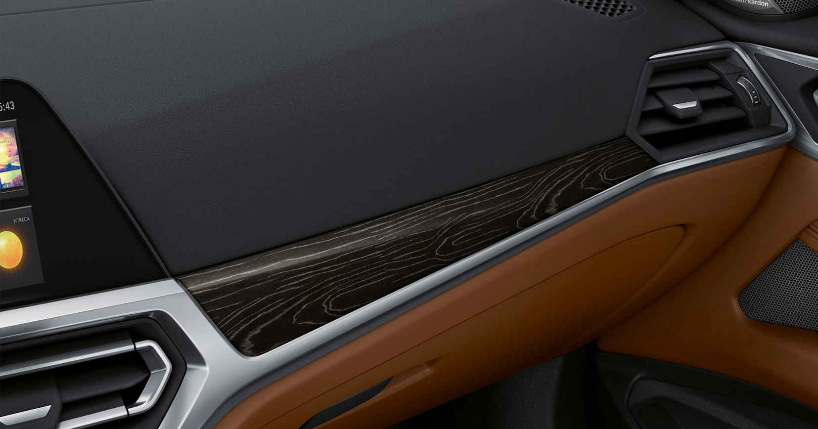 BMW Individual černé dřevěné obložení Fineline Black se stříbrným efektem