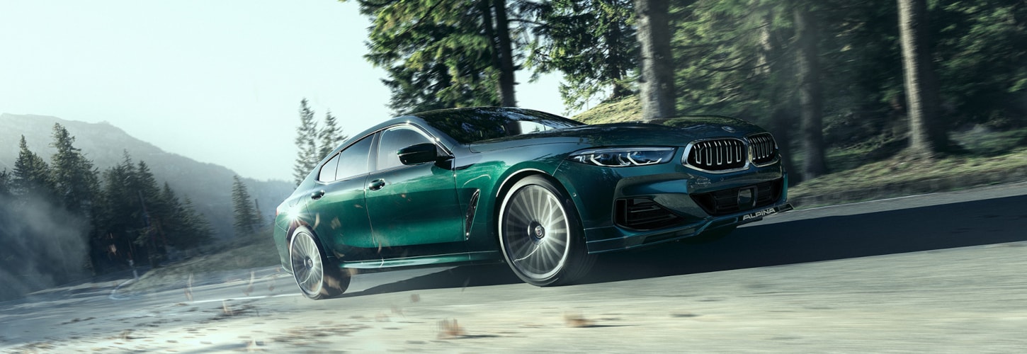 BMW ALPINA B8 GRAN COUPÉ V POHYBU U LESA BMW ALPINA B8 GRAN COUPÉ