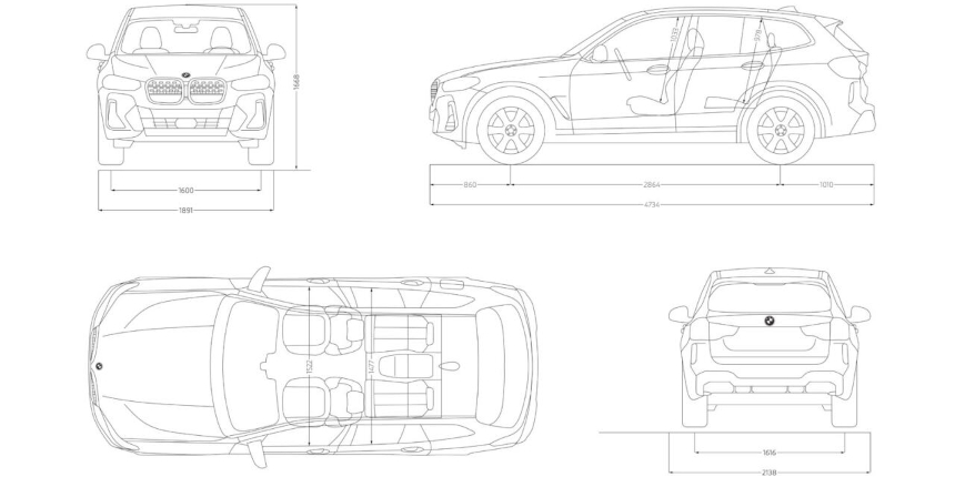 BMW iX3 nákres BMW iX3 nákres