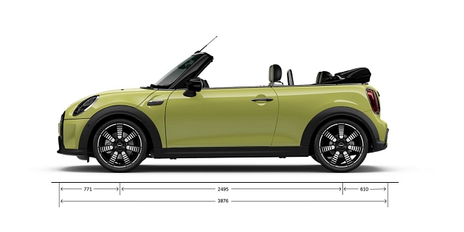 MINI CABRIO ROZMĚRY Z BOKU MINI CABRIO ROZMĚRY Z BOKU